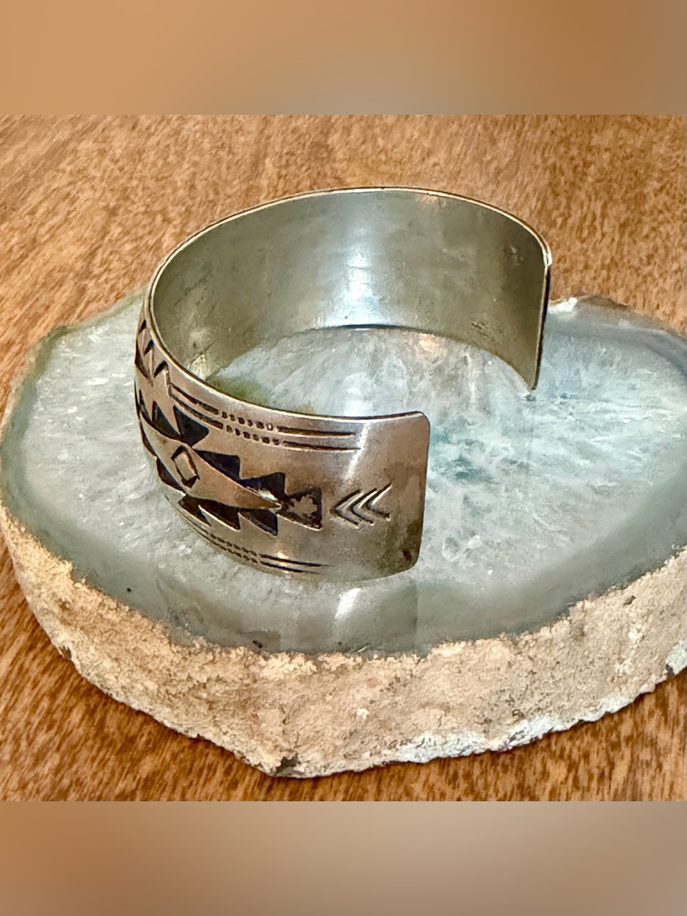 Navajo Native American Southwestern Sterling Silver Cuff Bracelet - Picture 4 of 5